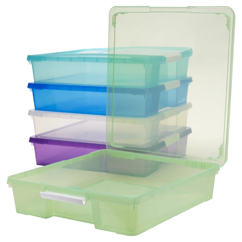 12x12 Plastic Stackable Storage Box Organizer Bin Set of 5 Colors
