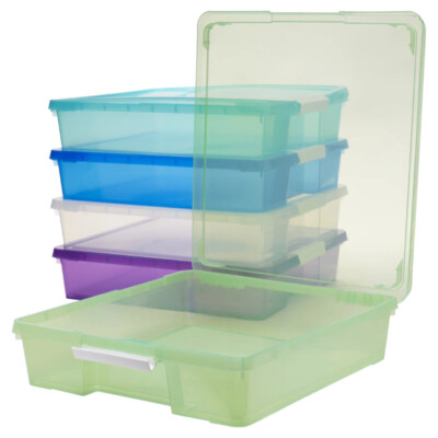 12x12 Stack Store Box Colors Storage Plastic Organizer Container Bin Case of 5