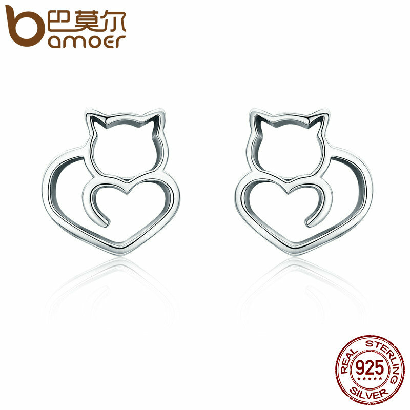 BAMOER Solid 925 sterling silver kitten earrings - DHgate