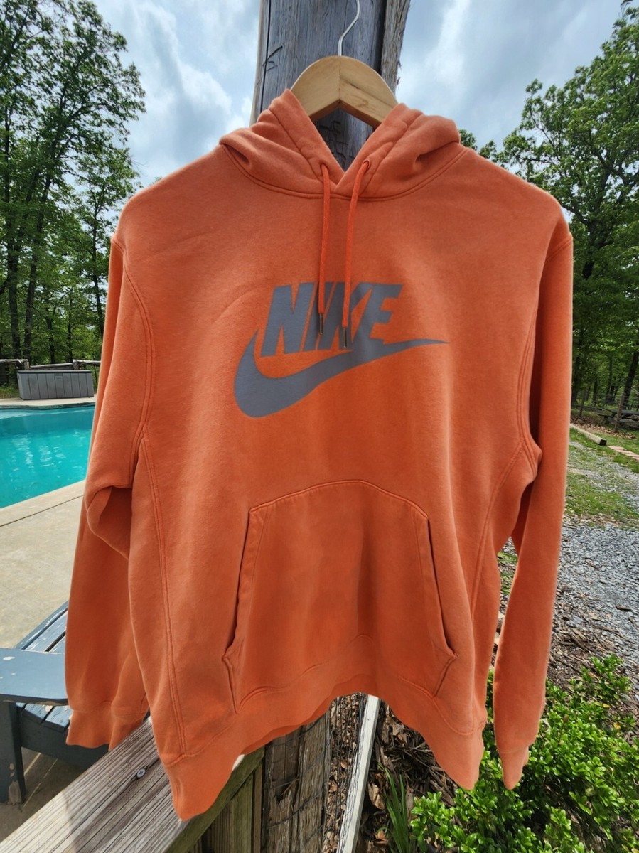 Nike Orange Long Sleeve Graphic Swoosh Print Hoodie Sweatshirt Small