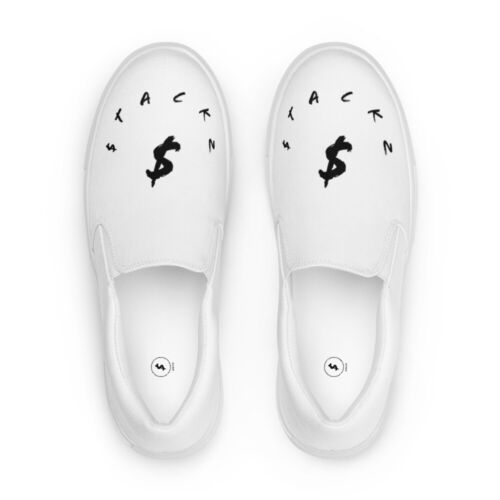 STACKZ - Women’s Prosperity Slip-On 'Dollar Sign' Shoes - White/Black  - Picture 1 of 17