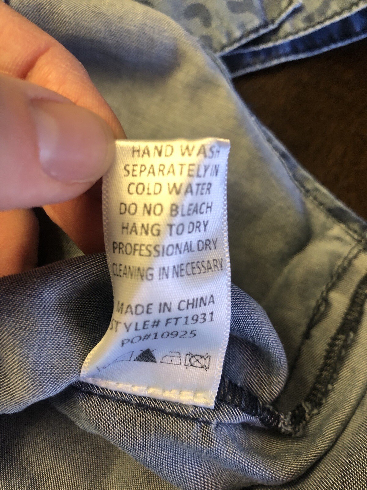 FATE Blue Chambray Leopard Print Button Down Long… - image 7