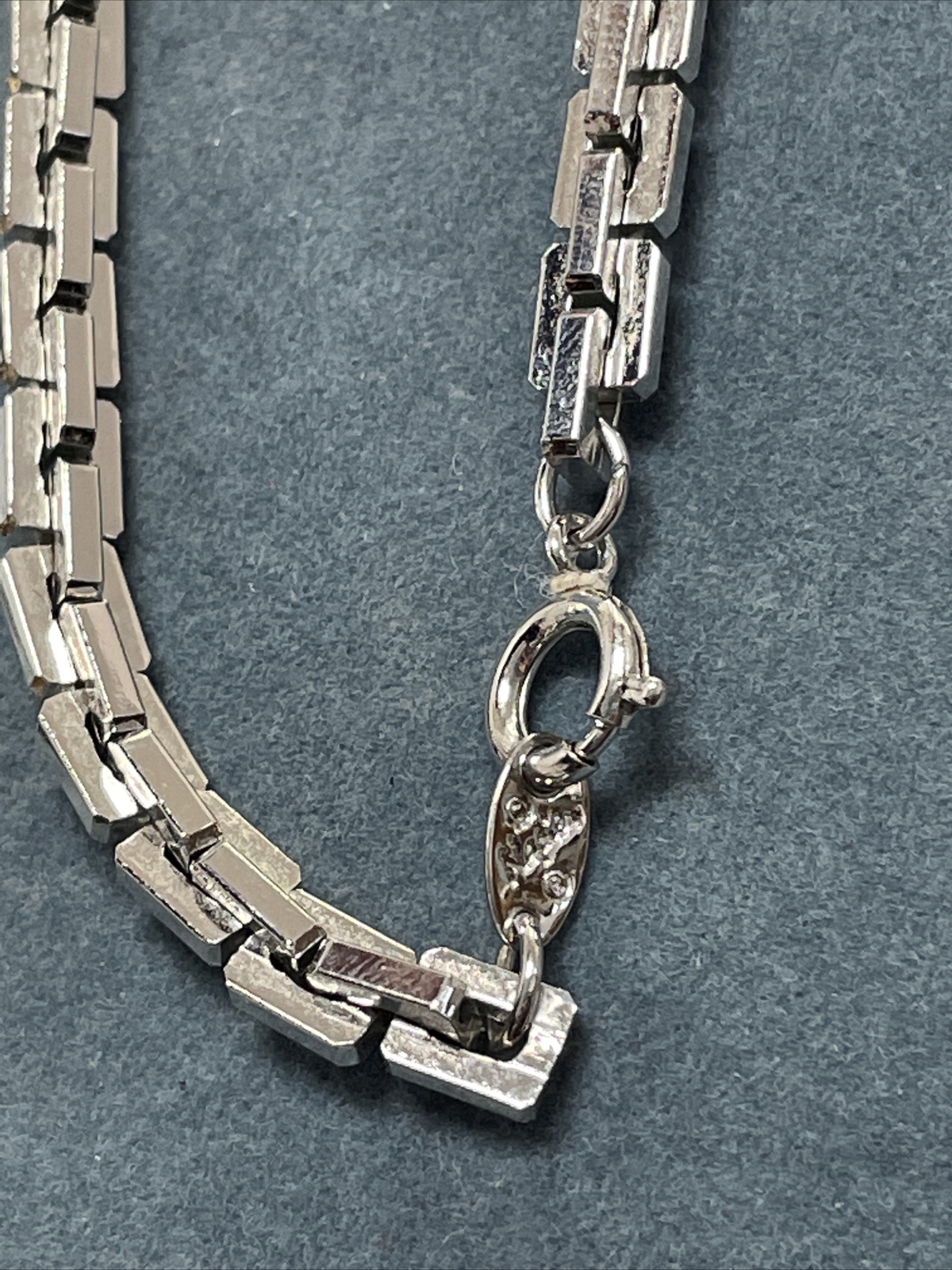 NAPIER SILVER TONE SOLID BLOCK LINK CHAIN NECKLAC… - image 4