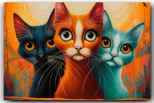 Colorful Cats 4 x 6 inch Exclusive Art Print Collectible Photo 10004
