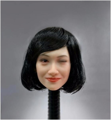 1/6 Female Expression Head Sculpt With Short Hair for 12'' PH Pale Figure Body