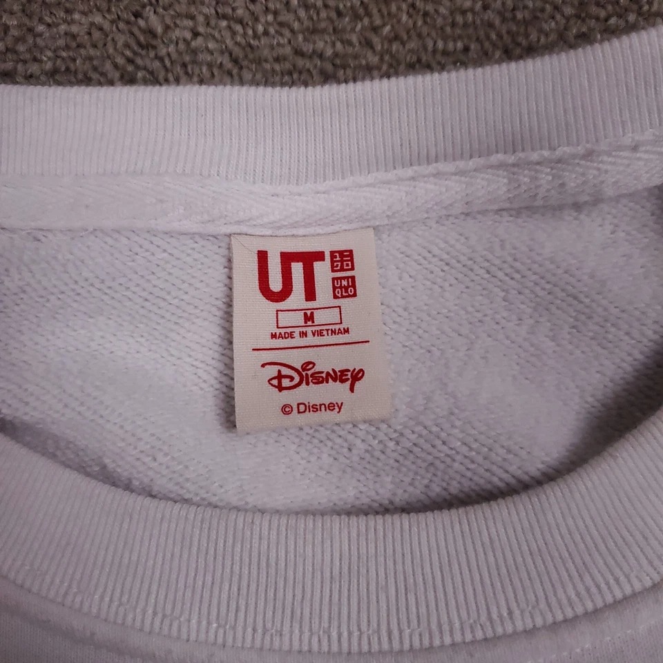 Uniqlo Disney Sweatshirt White Medium Mickey Never Fails Long Sleeve Pullover - Image 3 of 4