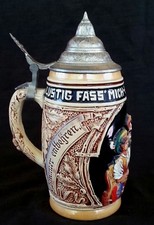 Vintage King Western Germany stoneware beer stein bierkrug BASF 9 inches