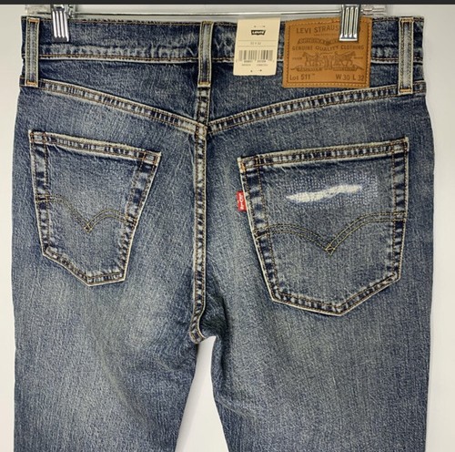 NWT! Urban Outfitters Women’s Levi’s Jeans 511 Slim Vintage Distressed 30/32 - Afbeelding 5 van 8