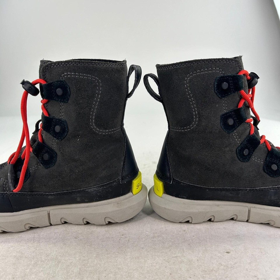 Sorel Kids Explorer Lace Waterproof Boots US 2 Jet Black Fur Winter