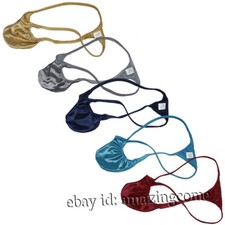 Men Athletic Shiny Micro String Thong Underwear Male Gym Pouch Tangas Mini Pants