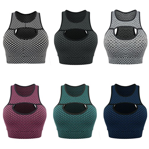 Ladies Sport Bras Seamless Wire-free Light Support Sport Fitness Yoga Bra Vest - Picture 5 of 24