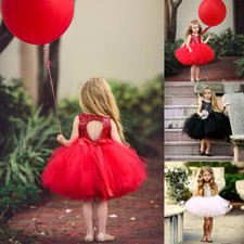 Kids Baby Flower Girl Dress Lace Tulle Party Gown Bridesmaid Dresses Sundress