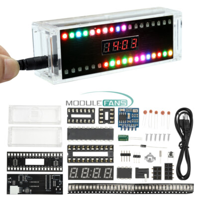 DIY Digital Clock Kit Voice Control Music Spectrum Display LED Electronic Kit