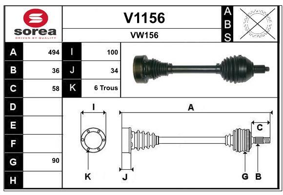 Arbre de transmission SNRA V1156 contre les vibrations et bruits de claquage