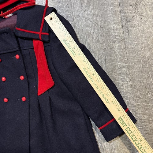 VTG Ellerie Fashions USA Made Navy Blue Red Wool Button Fancy Jacket Coat Sz 6x - Picture 4 of 10