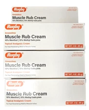 Rugby Muscle Rub Cream 3oz Large Tube ( 3 PACK )  PHARMACY FRESH! --