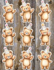 Birthday Bear Die Cut Vinyl Stickers Set Scrapbooking Laptop Water Bottle