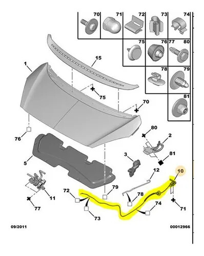 GENUINE PSA BONNET RELEASE CABLE FOR CITROEN C2 C3 PEUGEOT 1007 2003 ...