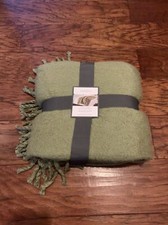 Faux Mohair Bed Throw - Threshold Quality and Design - Green with Tassels
