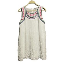 Jodifl Mini Dress Sundress Sheath Size S White Embroidery Sleeveless Casual Boho