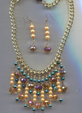 BEAUTIFUL Colorful Glass Bead Necklace Earring Set