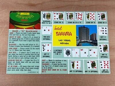 Vintage Postcard, Las Vegas, Nevada - Hotel Sahara - Blackjack Rules and Guide