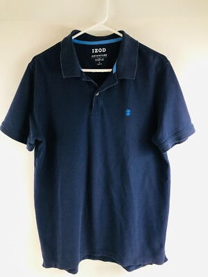 IZOD Advantage Polo Shirt Men's Size L Navy Blue Stretch Short Sleeve  Collared