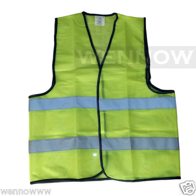 【00's】Fluorescent Green Down Vest BLANK UltraBright 6-Point Breakaway Public Safety Vest EMS GREEN
