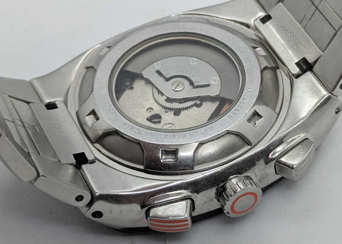 Seiko Sportura 7L22 Kinetic Chronograph Black Orange 43mm | Box