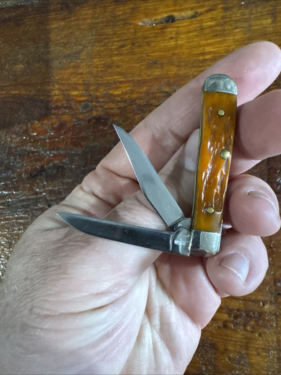 のあ Case XX Tiny Trapper 62154W Knife Made In USA Jigged Bone Handles