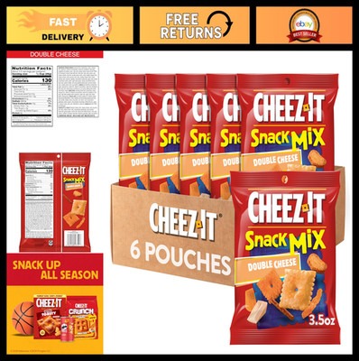 Double Cheese Snack Mix - Cheez-It Style, Perfect for Lunch, 6 Pouches