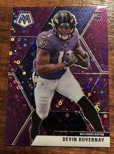 2020 Panini Mosaic Rookie No Huddle Purple Prizm 39/50 Devin Duvernay Ravens RC