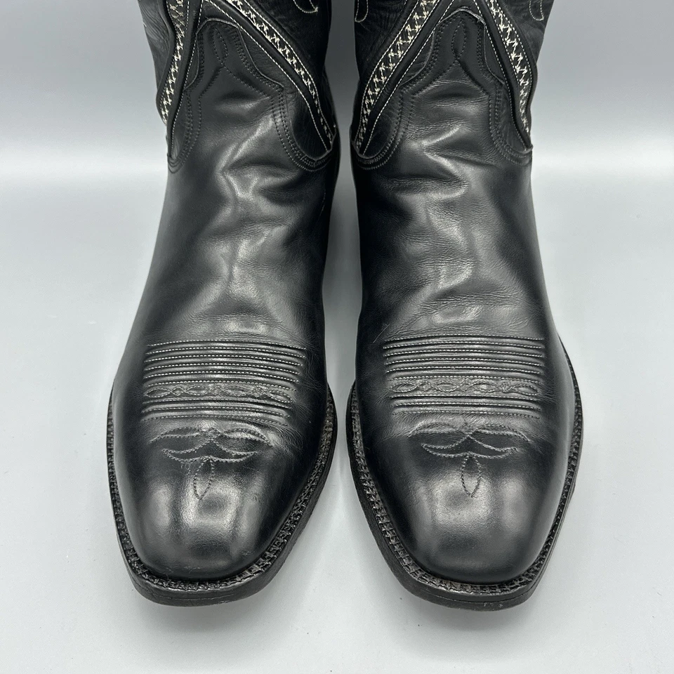 Lucchese San Antonio Boots Mens Size 10C Black French Toe Vintage Western 1378ZZ - Image 3 of 4