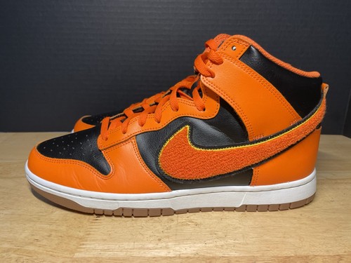 Nike Dunk High Retro “Chenille Swoosh” Safety Orange Sneakers Mens US 11 - Picture 7 of 20