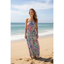 Lilly Pulitzer Strapless Maxi Dress Medium Colorful Print Resort Wear