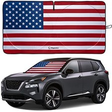 American Flag Windshield Sun Shade, High-Resolution Medium USA Original Flag