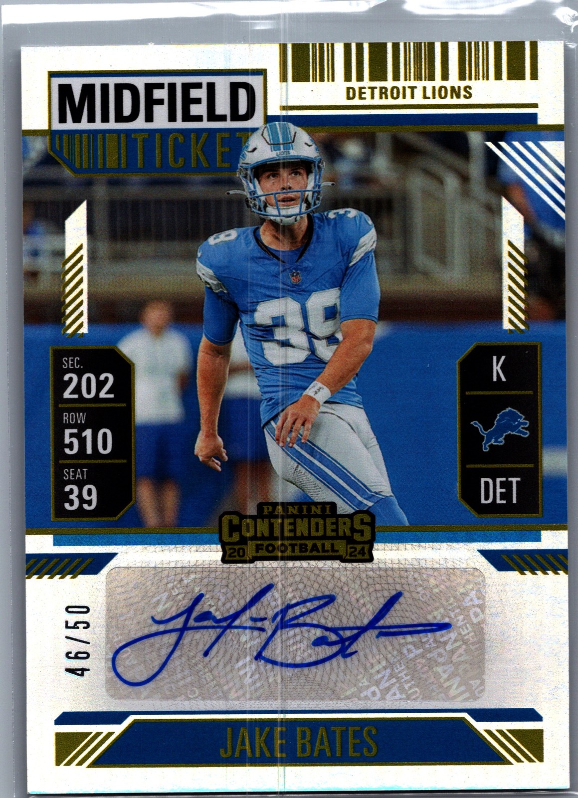 2024 Panini Contenders #198 Jake Bates Midfield Ticket #/50