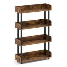 4-Tier Anti-Tipping Open Bookcase Rustic Brown Display Rack for Home Office