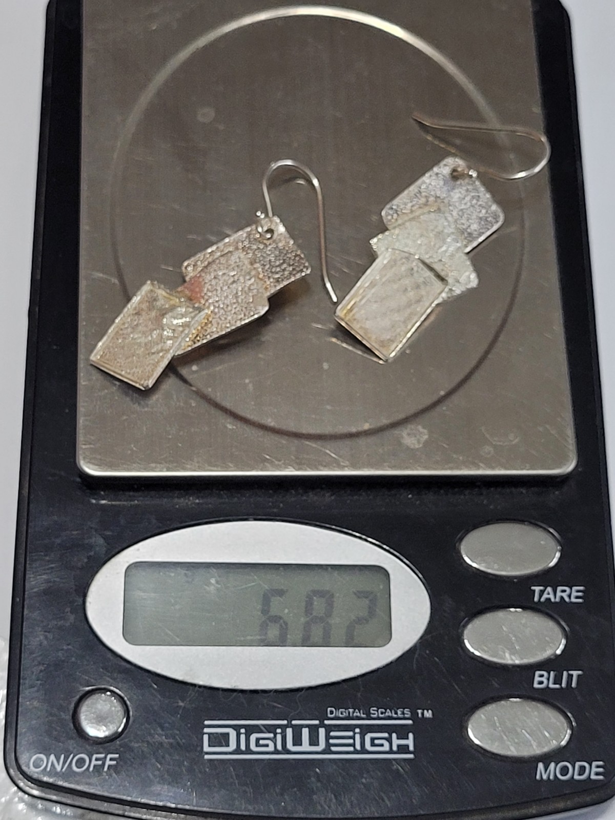 925 Sterling Silver Square Ingots Dangle Earrings… - image 15