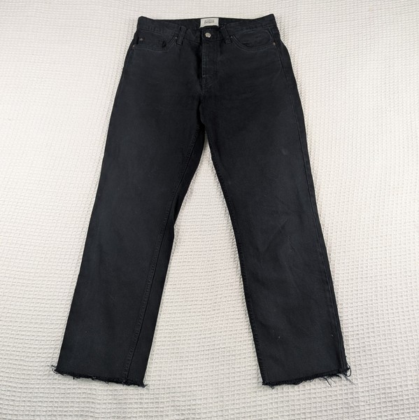 Zara TRF Authentic Denim Jeans Womens Black Raw Hem Cropped