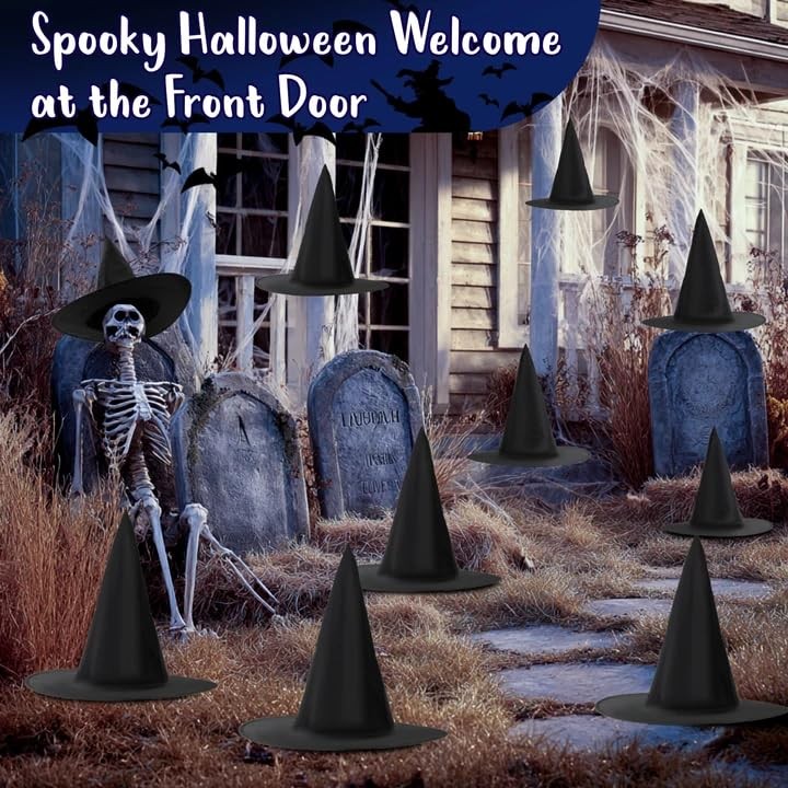 RAINFLOW Halloween Floating Witch Hats - Hanging Witches Hats,Black Witch Hat...