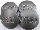 4 Silver Gray AUDI Alloy Wheel Centre Hub caps 60 mm Badges Emblems NEW