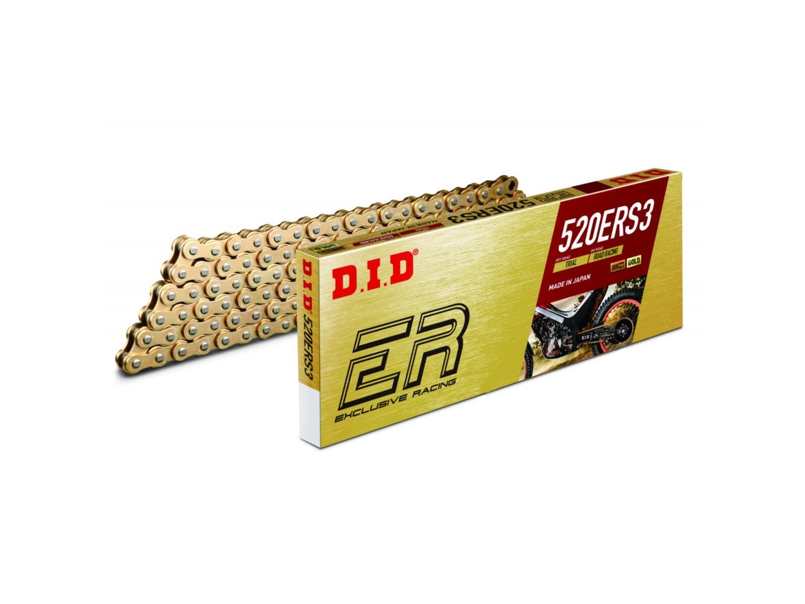 DID 520 ERS3 G&G Motorcycle Chain Gold Open With Rivet Link 116 Links