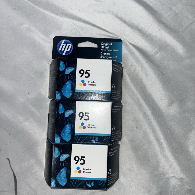 LOT OF 3 HP 95 Tri-Color Ink Cartridges See Pics For Warranty End Date