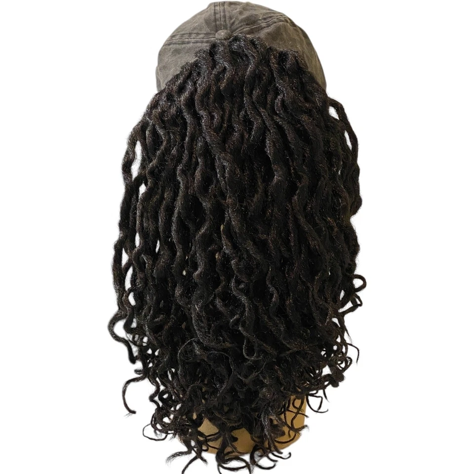 ASHRO Negro Trenzado Locs con Gorra de Béisbol Peluca Torceduras Rizadas Pelo Sintético Nuevo con Etiquetas Foto 2 de 4