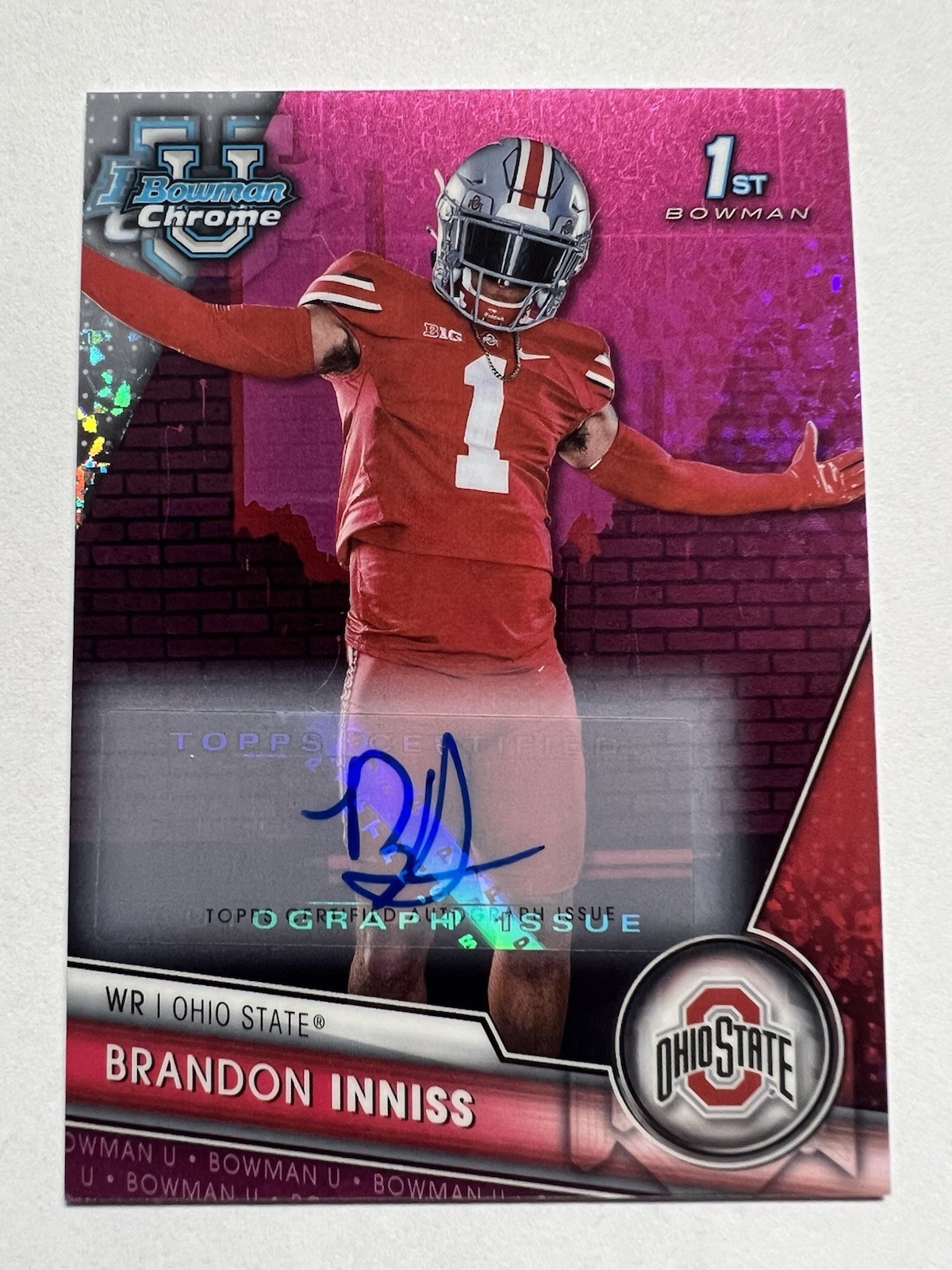 2023 Bowman Chrome U Brandon Inniss /150 Auto Pink Mini Diamond Refractor 1st