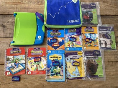 VTG 2001 LeapFrog Leap Pad Learning System, Blue And Green 9 books/cards Works