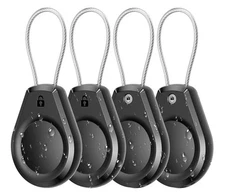 Waterproof AirTag Keychain Holder Case - (4 Pack) with Compatible 🍎 Wire Cable