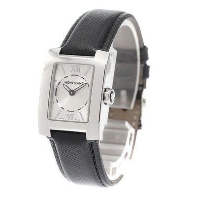 Montblanc Profile 7047 Stainless Steel Quartz Silver Square Women Leather Strap