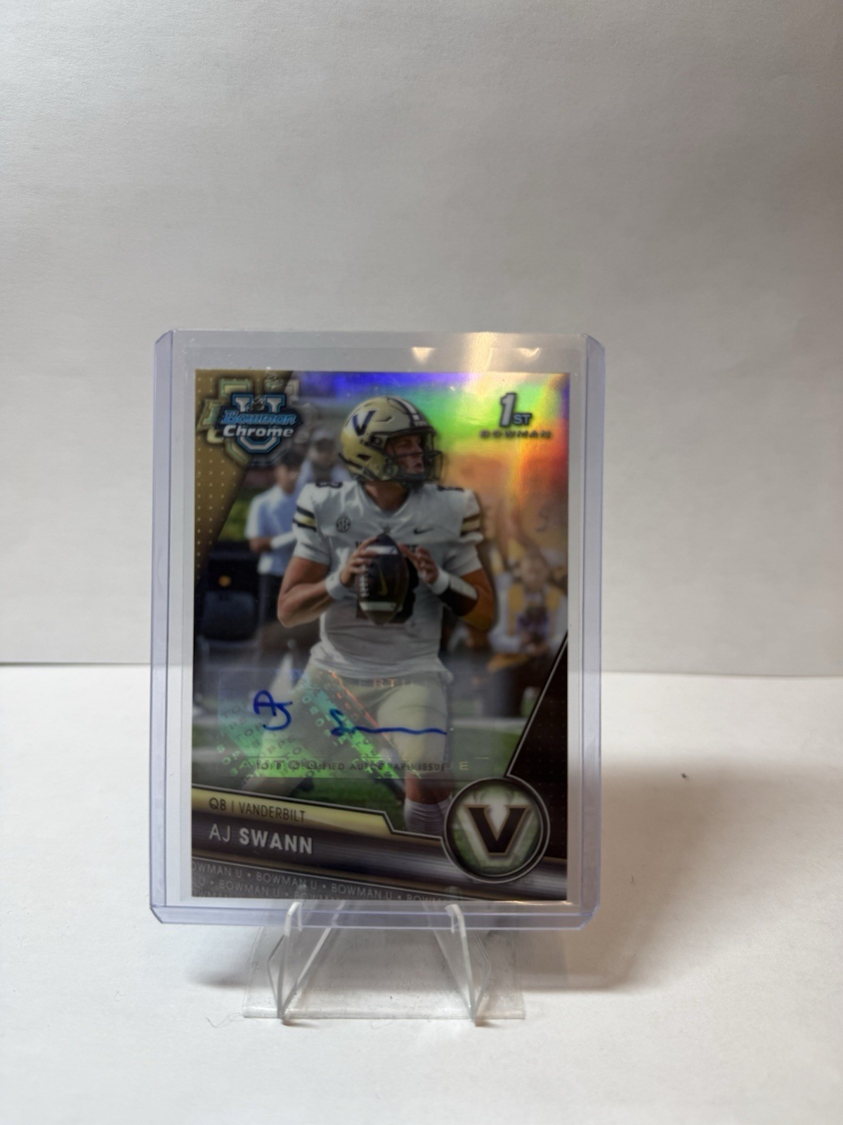 AJ Swann Auto 2023 Bowman University Chrome #116 Refractor /499